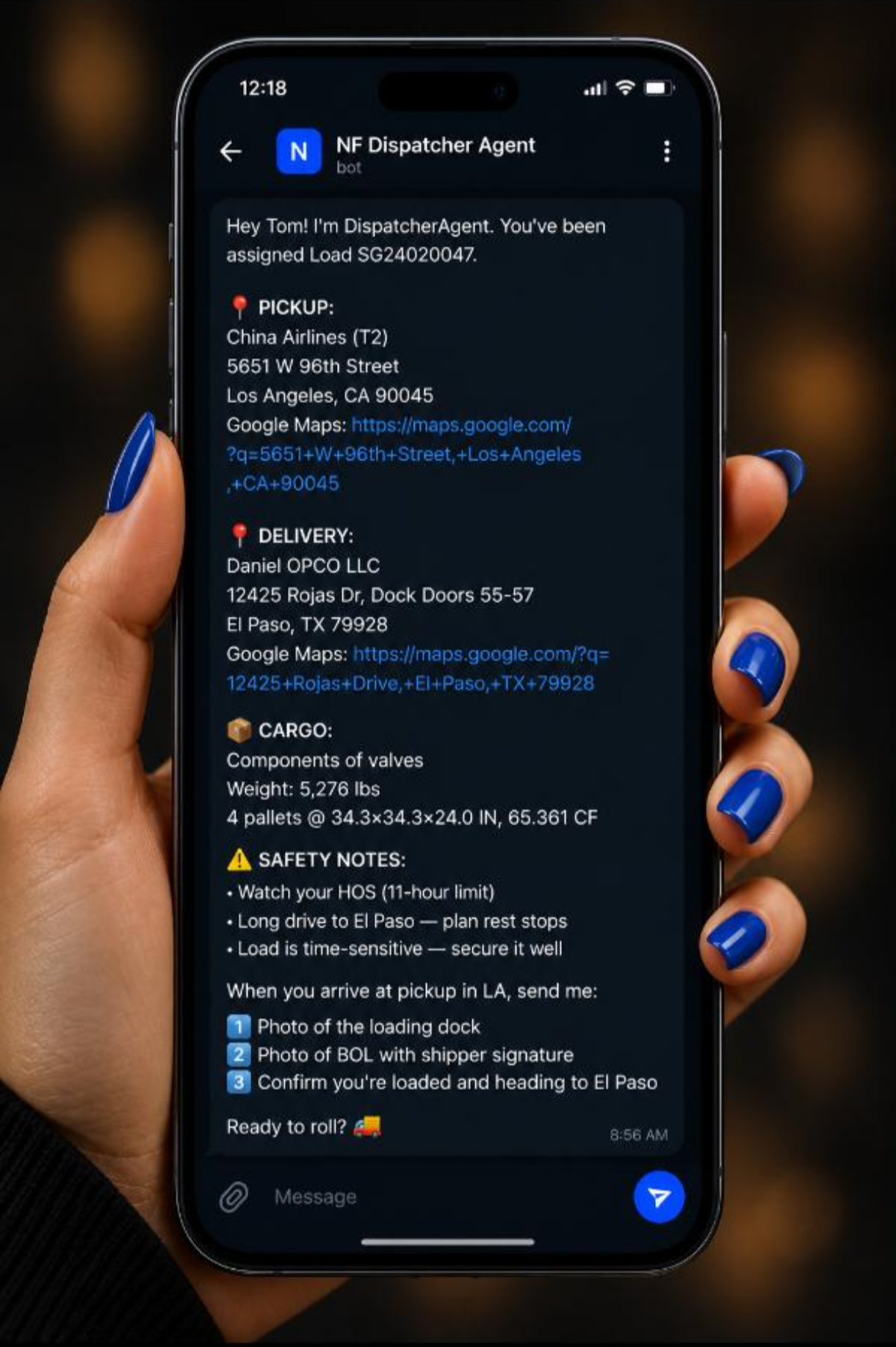Dispatcher Agent in action on a mobile device