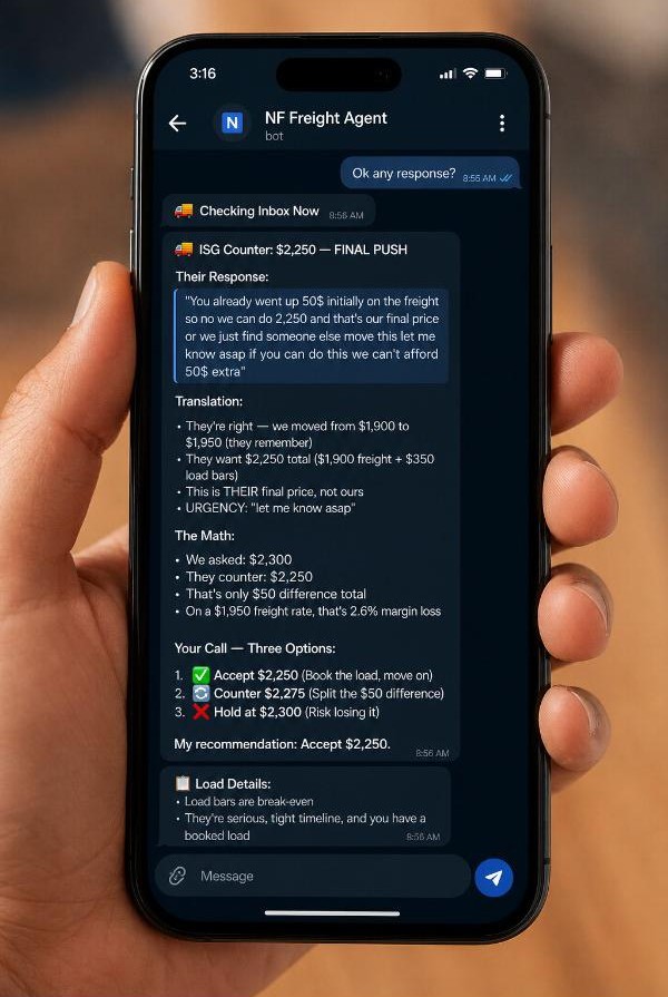 Freight Agent in action on a mobile device